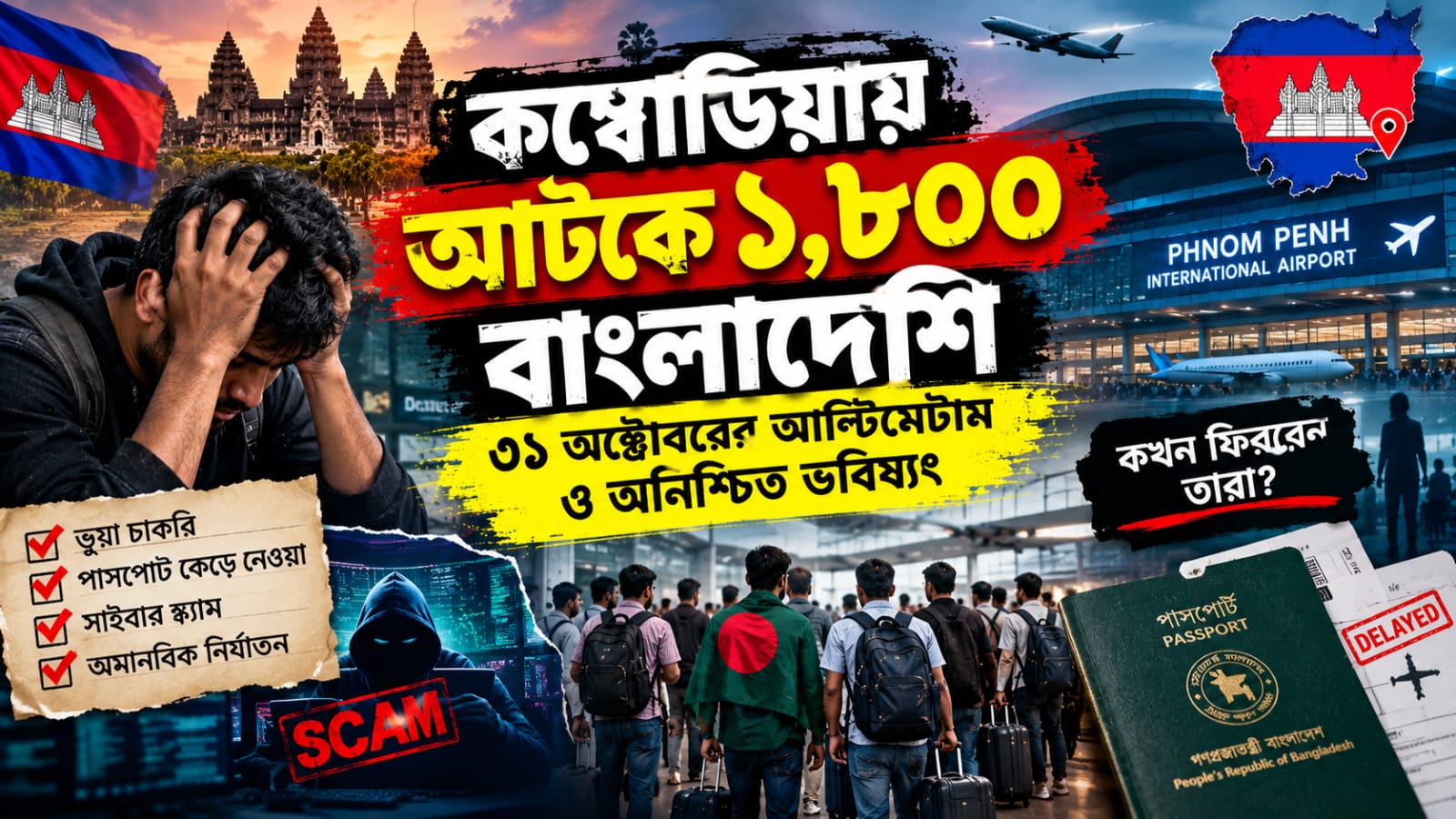 কম্বোডিয়ায় আটকে ১,৮০০ বাংলাদেশি