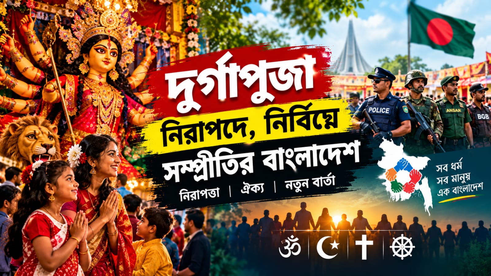 বাংলাদেশে নির্বিঘ্নে দুর্গাপূজা সম্প্রীতি, নিরাপত্তা ও একটি নতুন রাজনৈতিক বার্তা